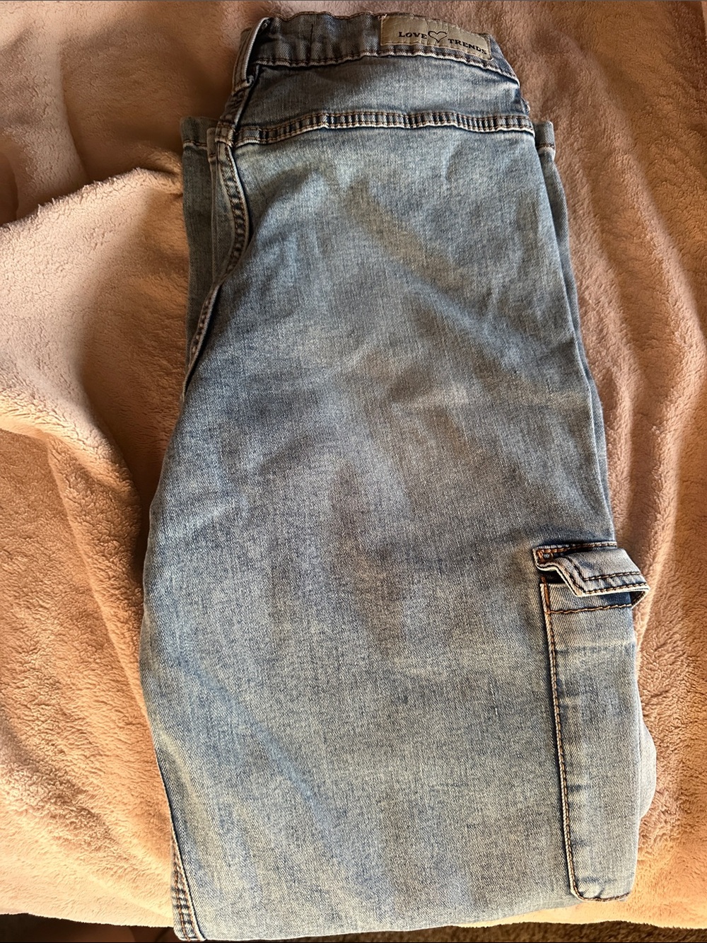 Love & Legend Men’s Light Wash Denim Cargo Jeans